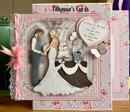 WEDDING TO HAVE & TO HOLD PINK 7.5 Decoupage Card & Insert by Suzanne Kavanagh
