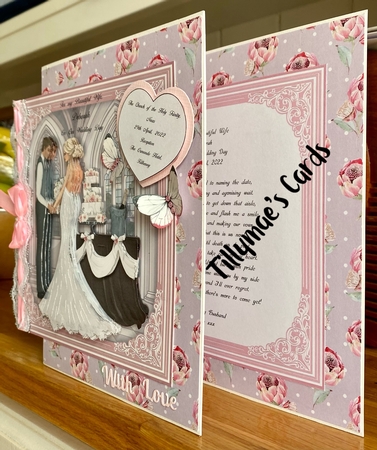 WEDDING TO HAVE & TO HOLD PINK 7.5 Decoupage Card & Insert by Suzanne Kavanagh