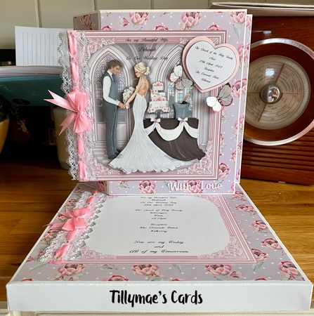 WEDDING TO HAVE & TO HOLD PINK 7.5 Decoupage Card & Insert by Suzanne Kavanagh