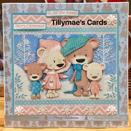 BEAR FAMILY 7.5 Christmas Decoupage & Insert Card Kit by Suzanne Kavanagh