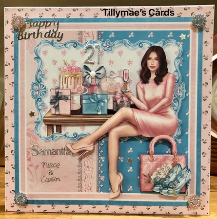 BIRTHDAY GIRL 7.5 Decoupage & Insert Card Kit by Suzanne Kavanagh