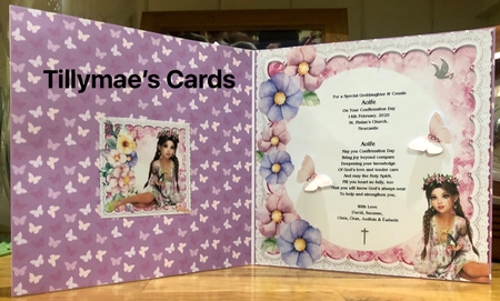 Pretty girl with watercolour flowers with lace 8x8 card front/insert by Suzanne Kavanagh