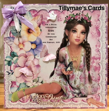 Pretty girl with watercolour flowers with lace 8x8 card front/insert by Suzanne Kavanagh