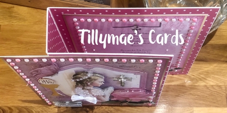 Pink insert with Roses and Cross and gift tag. by Suzanne Kavanagh