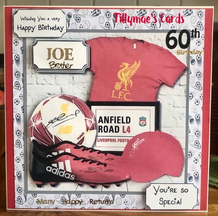 Liverpool fan Birthday card topper by Suzanne Kavanagh