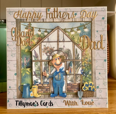 Male Gardener Decoupage Card Mini Kit 7x7 by Suzanne Kavanagh