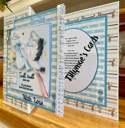 8x8 Stork & Baby Boy Mini Decoupage Kit - x4 A4 sheets  by Suzanne Kavanagh