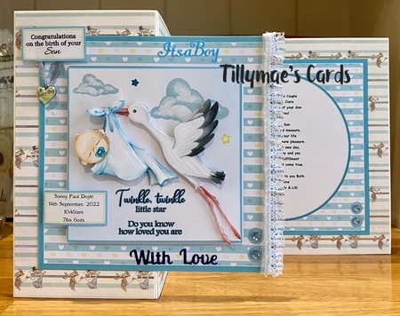 8x8 Stork & Baby Boy Mini Decoupage Kit - x4 A4 sheets  by Suzanne Kavanagh