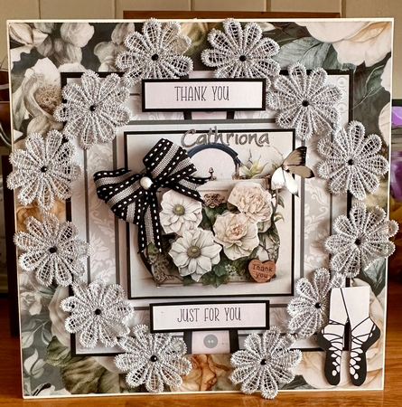 Black and White Peony Handbag by Suzanne Kavanagh