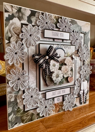 Black and White Peony Handbag by Suzanne Kavanagh