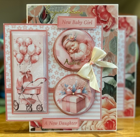 New Baby Girl - Triple Pyramid Card Mini Kit by Suzanne Kavanagh