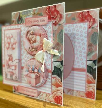 New Baby Girl - Triple Pyramid Card Mini Kit by Suzanne Kavanagh