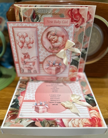 New Baby Girl - Triple Pyramid Card Mini Kit by Suzanne Kavanagh