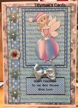 Blue Christmas Bauble Fairy Card Front by Suzanne Kavanagh