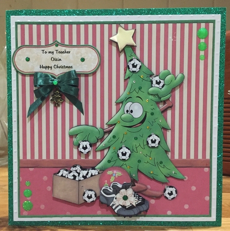 Football Fan's Christmas Tree Card Topper & Decoupage 8x8 by Suzanne Kavanagh