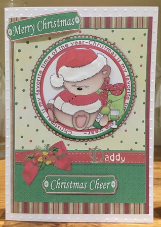 Christmas Teddy Cheers Quick Card by Suzanne Kavanagh