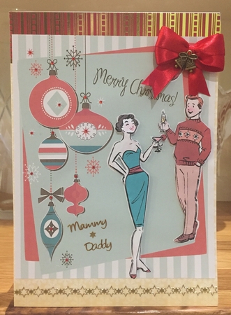 Retro Christmas Couple Card Front by Suzanne Kavanagh