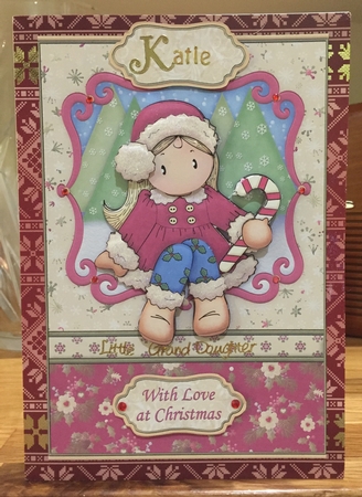 Christmas Chloe with Candy Cane Card Topper & Decoupage by Suzanne Kavanagh