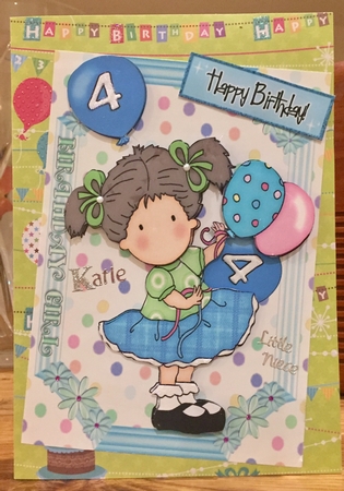 Sweet Birthday Girl Aged 4 with Balloons by Suzanne Kavanagh