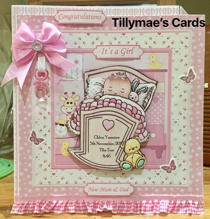 Cute Cradle New Baby Girl 8x8 Mini Kit & Decoupage by Suzanne Kavanagh