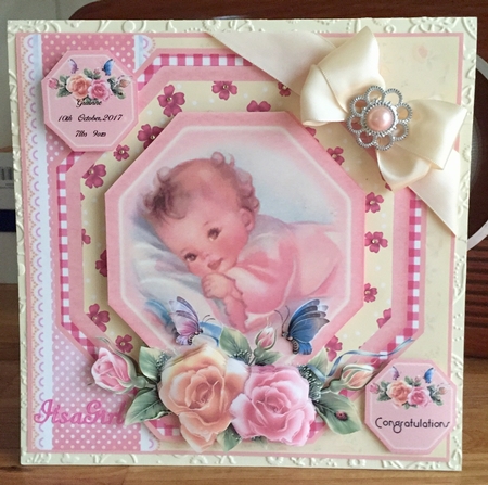 Rosy Glow Baby Girl Card Front Kit by Suzanne Kavanagh