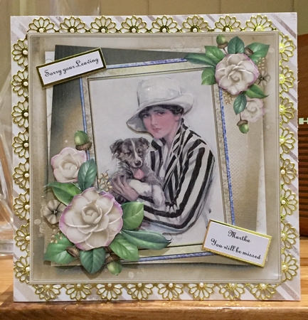 Vintage Lady and Her Friend Timmy the Dog 7x7 Card by Suzanne Kavanagh
