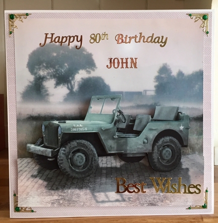 Happy Barn Finds - Army Jeep 3D Decoupage Tag & Insert by Suzanne Kavanagh