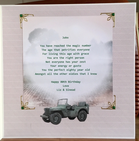 Happy Barn Finds - Army Jeep 3D Decoupage Tag & Insert by Suzanne Kavanagh