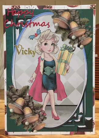 Christmas Shopping and Bells Card Front by Suzanne Kavanagh