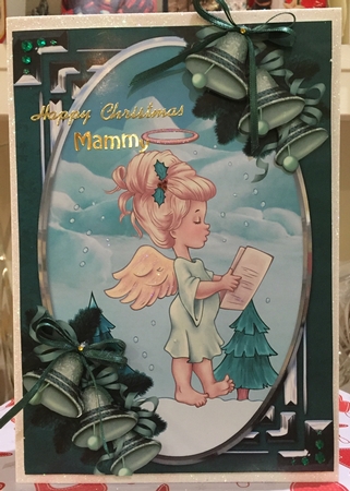 Little Angel and Bells Card Front by Suzanne Kavanagh