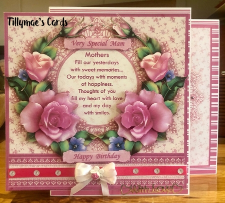 Pink Spring Rose Mothers Day Verse 8x8 Decoupage Mini Kit by Suzanne Kavanagh