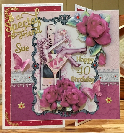 CHAMPAGNE GLASS DIVA 8x8 Decoupage & Insert Mini Kit by Suzanne Kavanagh