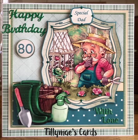 MALE GARDENER GARDENING SURPRISE 8x8 Decoupage Insert & Ages Mini Kit by Suzanne Kavanagh