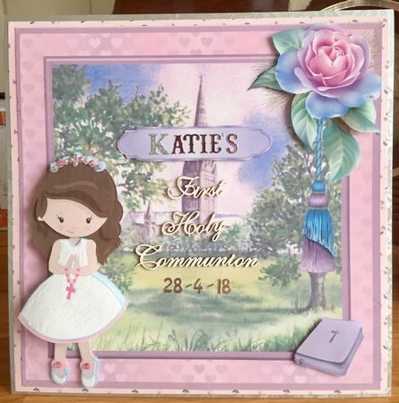 First Holy Communion Girl (brown) Card Insert - blank by Suzanne Kavanagh