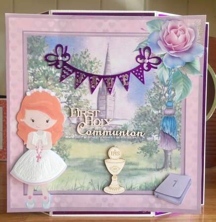 First Holy Communion Girl (red) Card Insert - blank by Suzanne Kavanagh