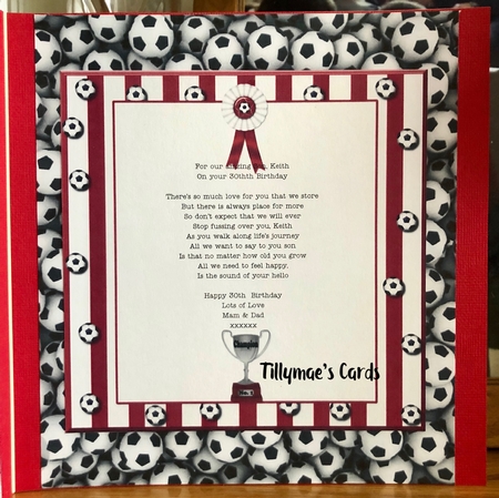 Red n White Football Insert Plaque by Suzanne Kavanagh