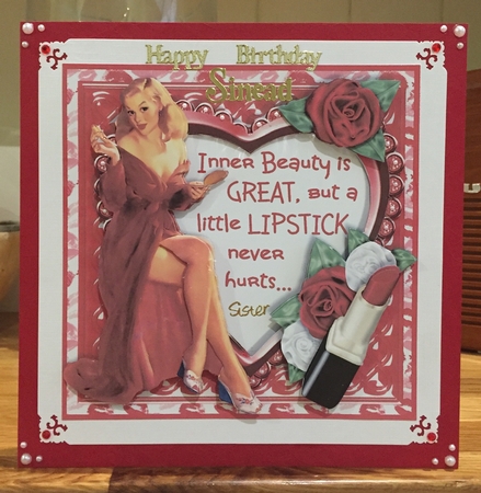 SASSY GALS - 7x7 Card Front Mini-Kit  - A LITTLE LIPSTICK by Suzanne Kavanagh