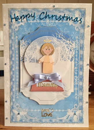 An Angel of Peace Snowglobe Decoupage Topper by Suzanne Kavanagh