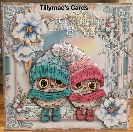 The Christmas Owl Couple Card Front Kit by Suzanne Kavanagh