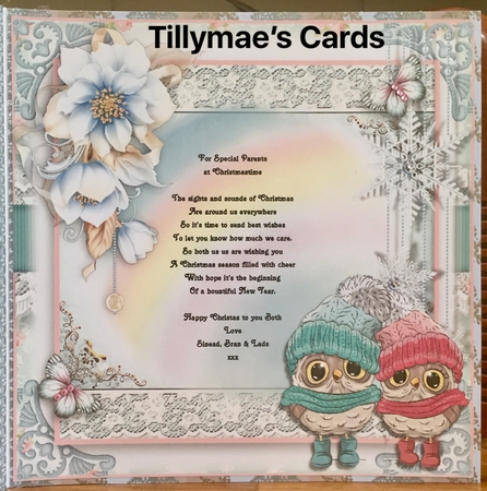 The Christmas Owl Couple Card Front Kit by Suzanne Kavanagh