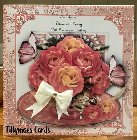 The Peony Teacup Card Front Kit by Suzanne Kavanagh