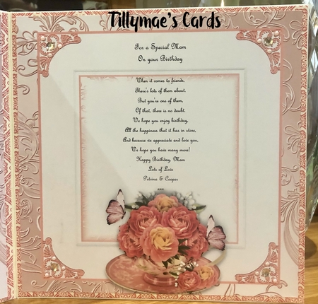 The Peony Teacup Card Front Kit by Suzanne Kavanagh