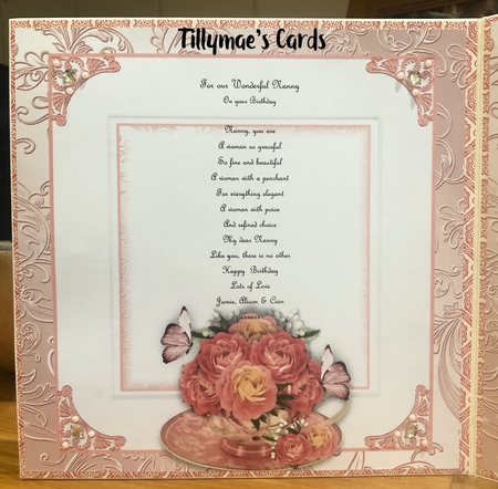 The Peony Teacup Card Front Kit by Suzanne Kavanagh