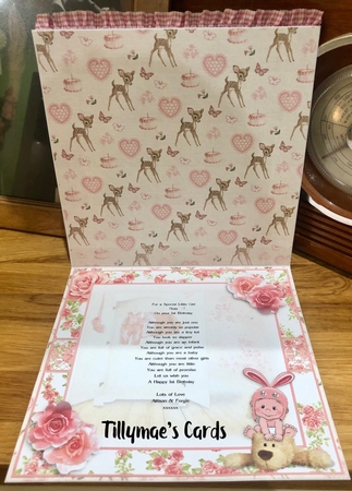 Bunny Hat Baby Girl Card Front kIt by Suzanne Kavanagh