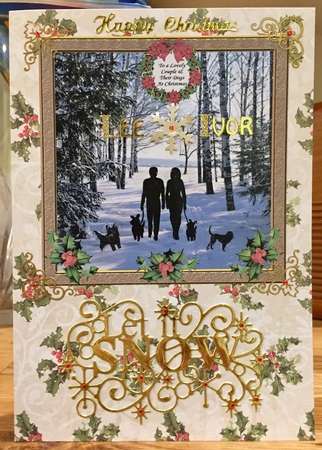 LOVELY COUPLE & THEIR DOGS AT CHRISTMAS WALKING THE DOGS 2 with pick & mix dogs by Suzanne Kavanagh