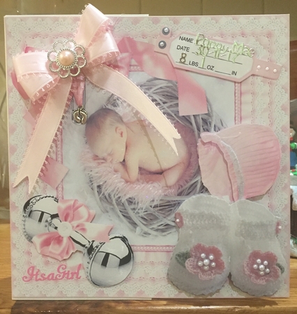 8x8 new baby girl in basket mini kit by Suzanne Kavanagh