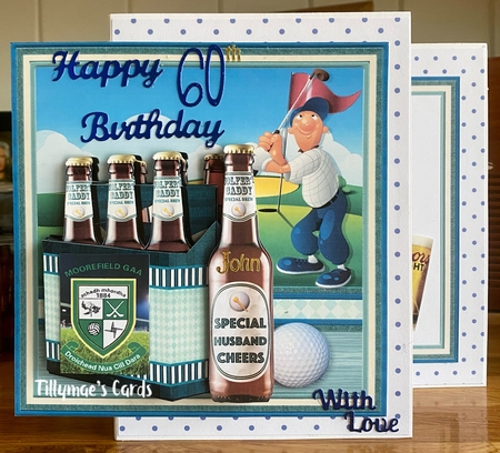 GOLF BEER 6 PACK GOLFERS CADDY 7.5 Decoupage & Insert Mini Kit by Suzanne Kavanagh
