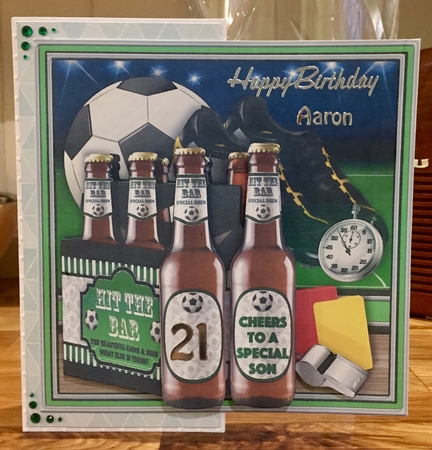 FOOTBALL BEER 6 PACK HIT THE BAR 7.5 Decoupage & Insert Mini Kit by Suzanne Kavanagh