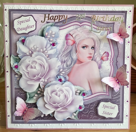 AMETHYST LADY & ROSES 8x8 Decoupage & Insert Mini Kit by Suzanne Kavanagh