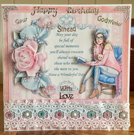 THE CAT LADY ROSES & VERSE 7.5 Decoupage & Insert Mini Kit  by Suzanne Kavanagh